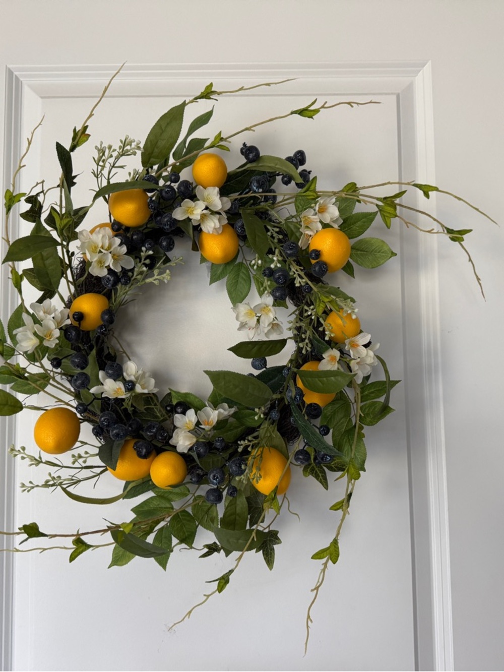 Yellow & Green Lemon Berry Wreath - Home Wall Decor 13”